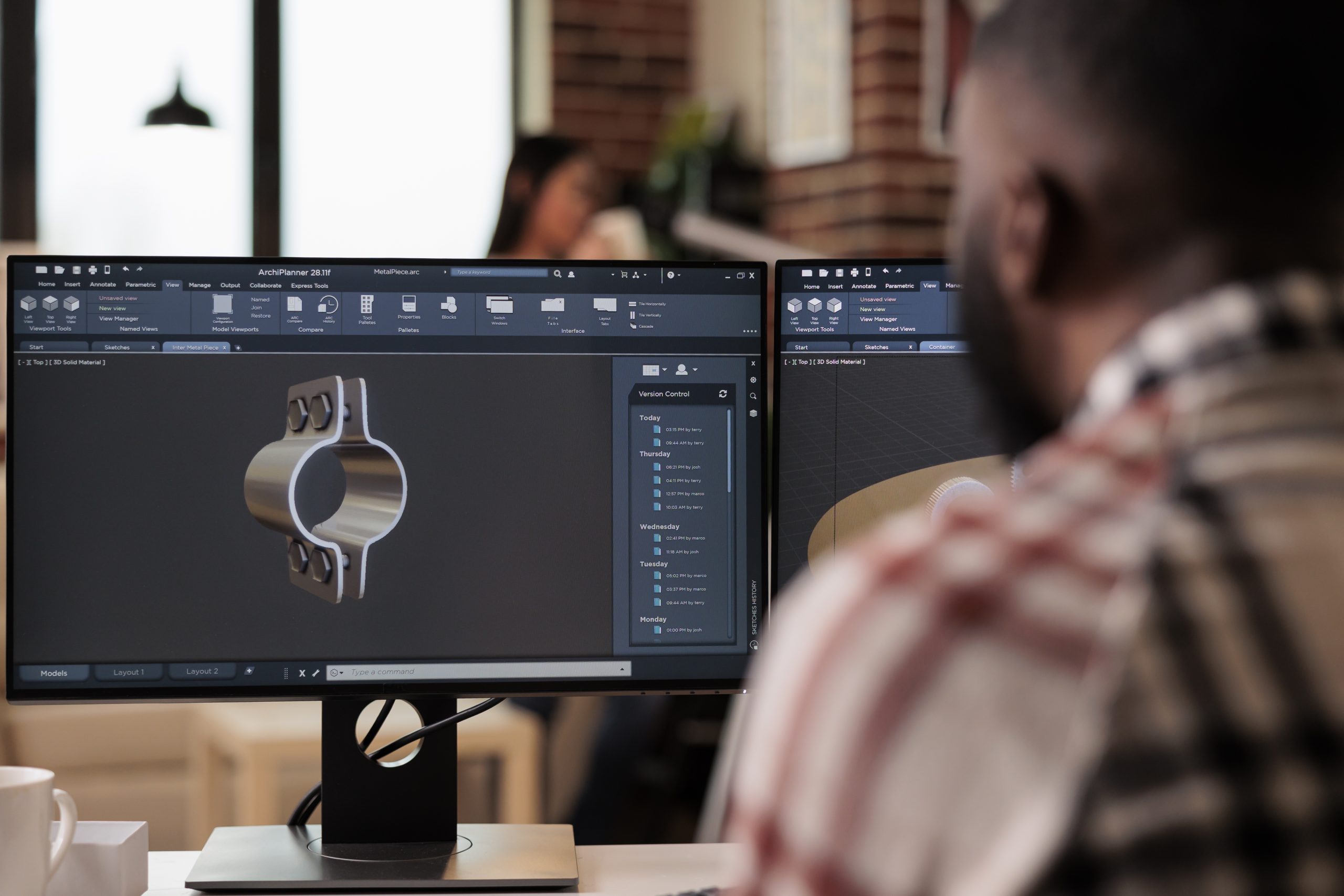 Cad engineer working with manufacturing software