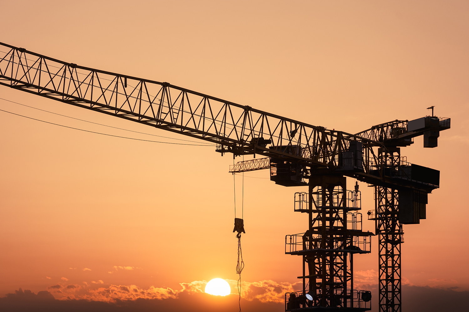 Construction site at dusk