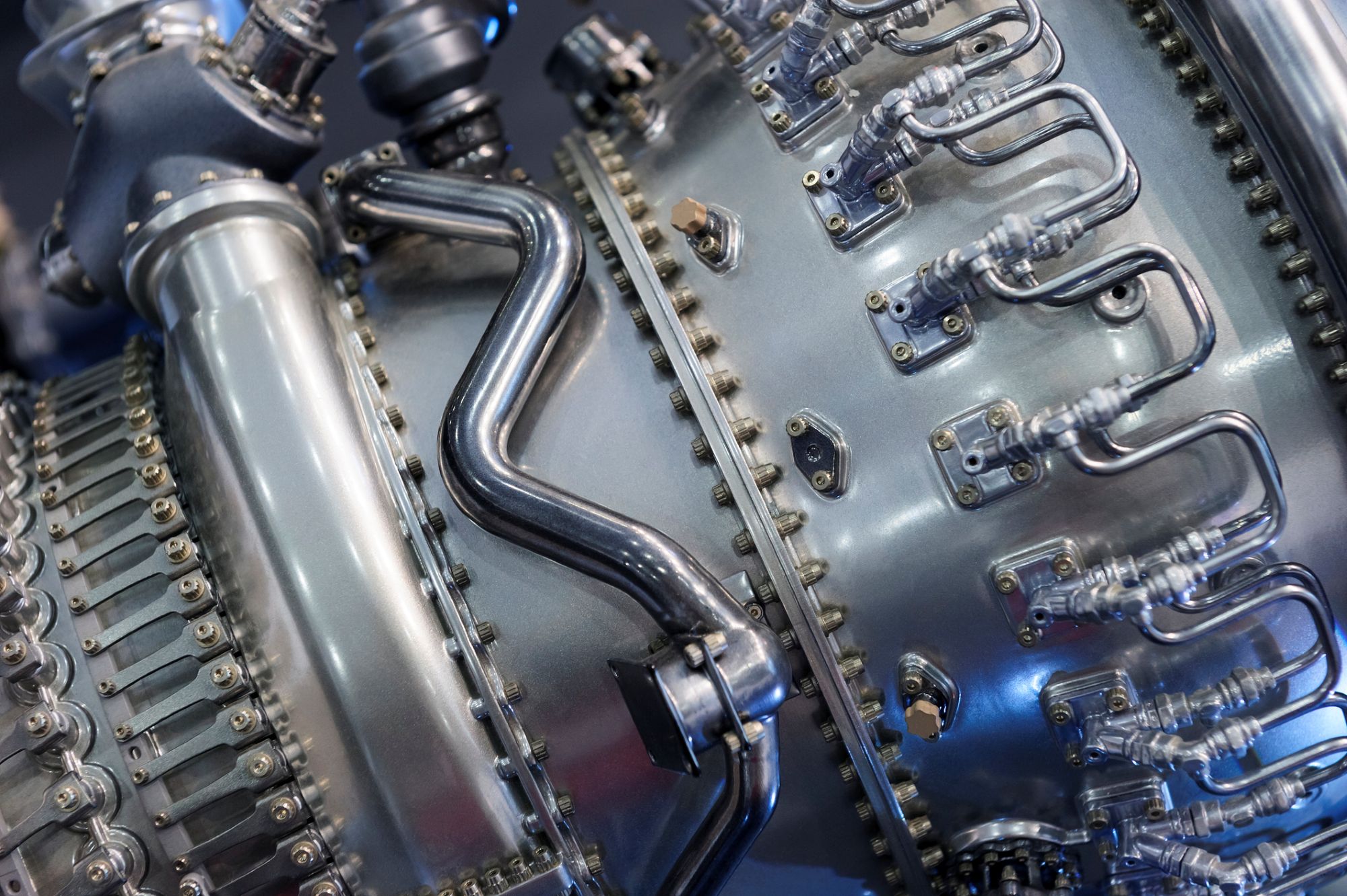 jet engine-close up with bent tubing