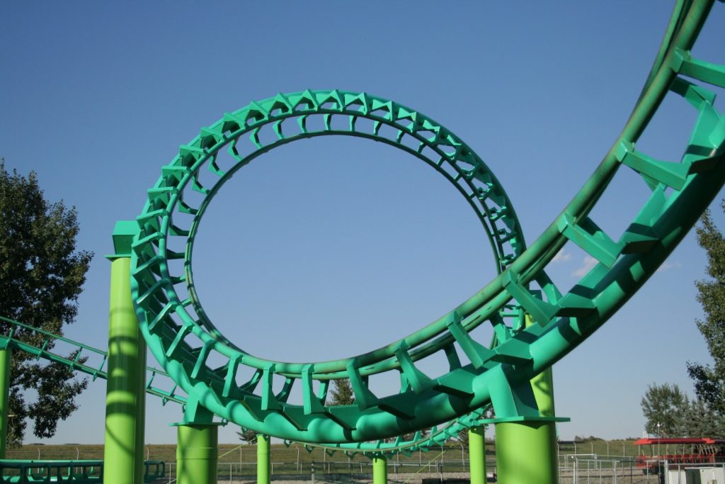 Roller coaster track with a loop
