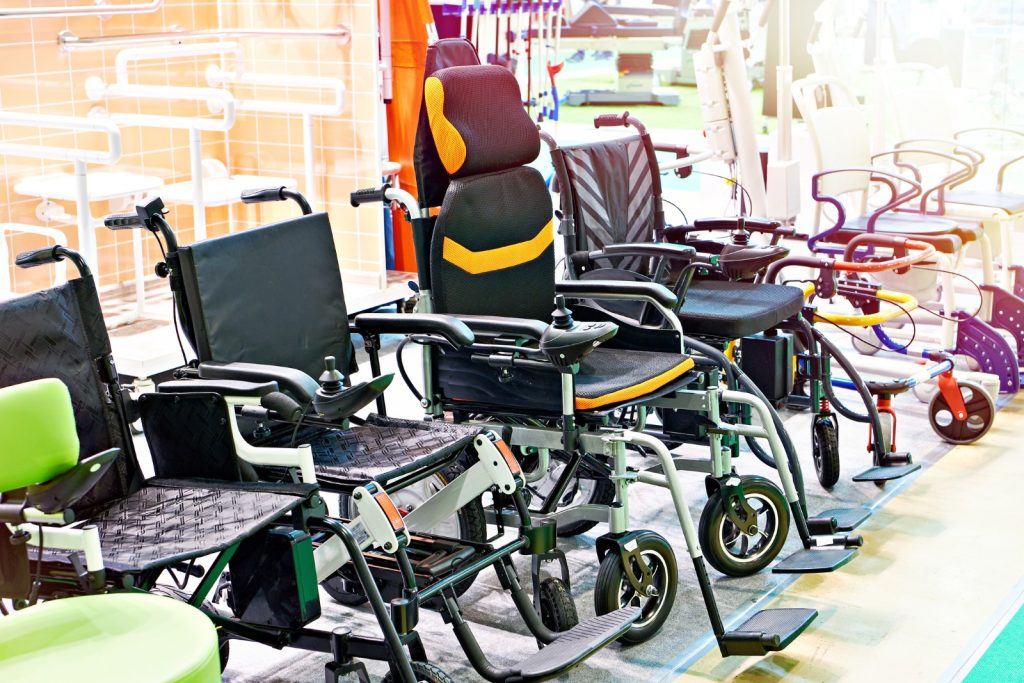Wheelchairs for people in store exhibition